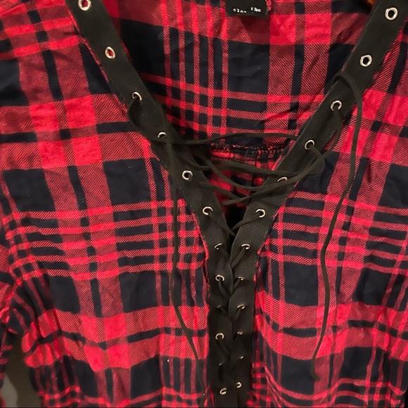 Buffalo plaid lace up long sleeve flannel M - Picture 2 of 5